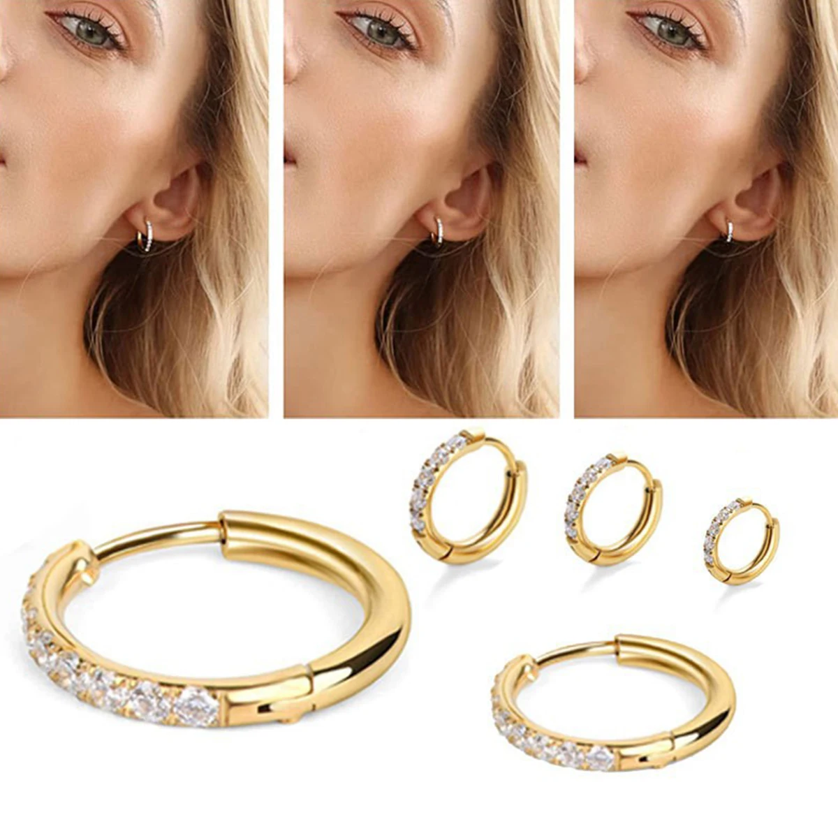 Conch Earring Hoop - Pendientes de aro con circonita cúbica