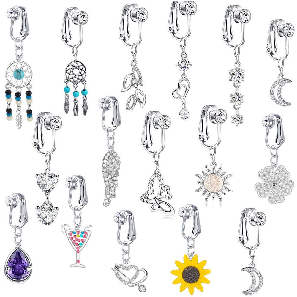 Body Jewelry Cartilage Earrings - Piercing de ombligo falso, Clip de