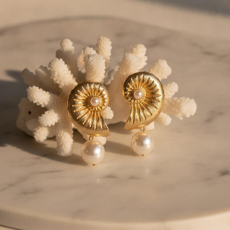 Conch Earring Hoop - 2 pares de pendientes de concha