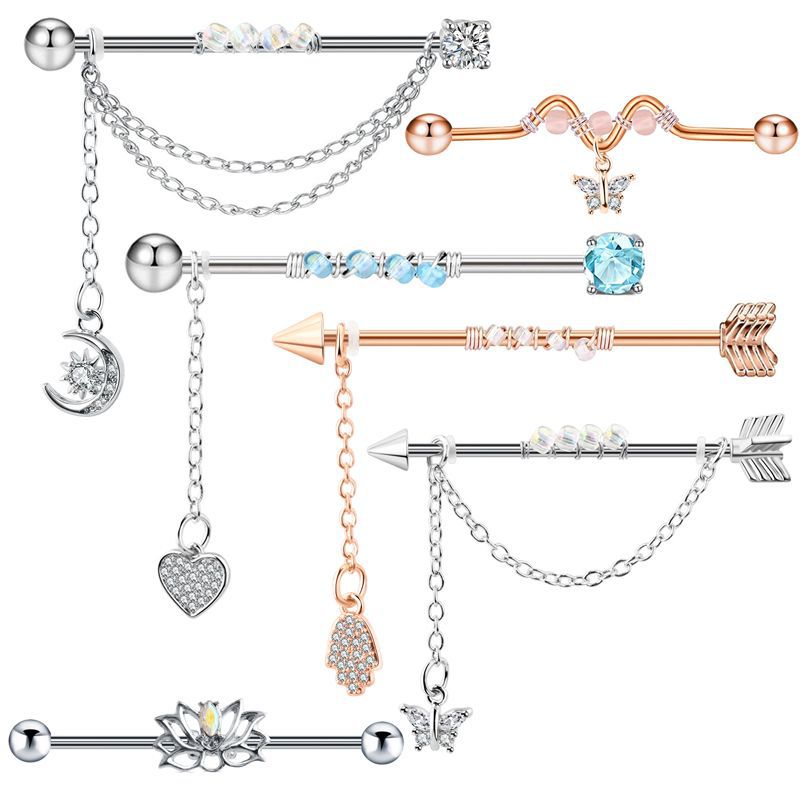 Body Jewelry Trend - Pendientes largos con barra para Piercing