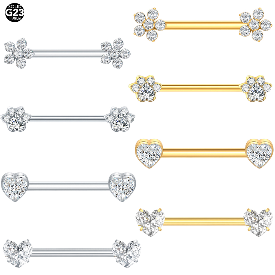 Body Jewelry Nipple Rings - 1 pieza de titanio flor pezón