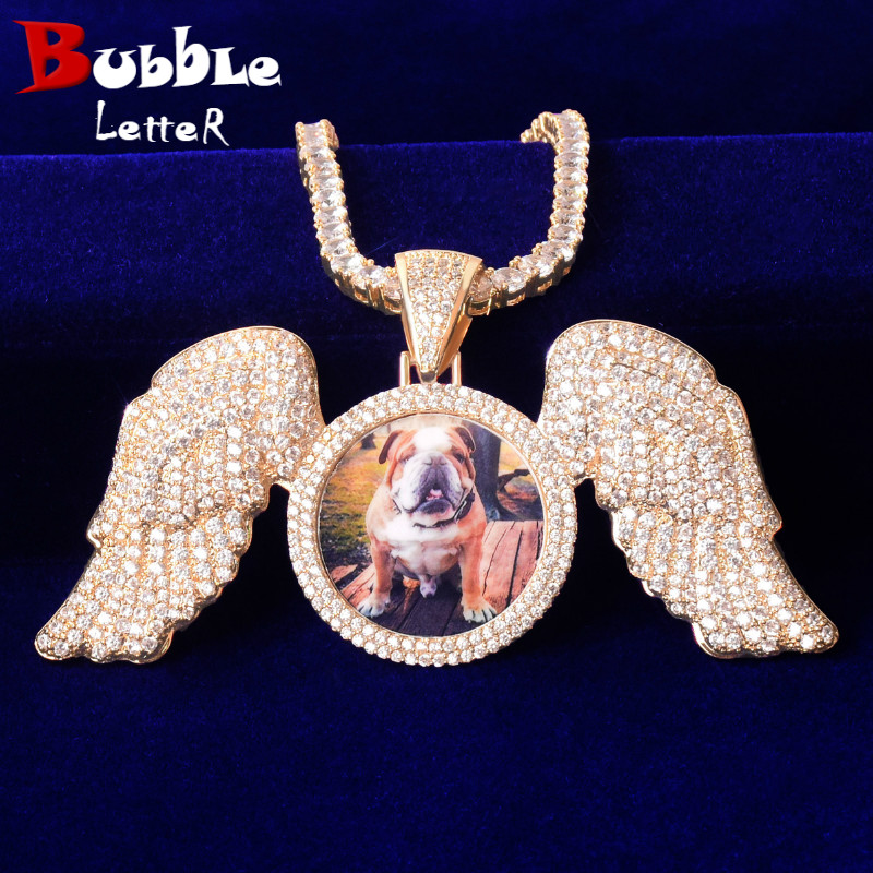Body Jewelry Back - Colgante con foto circular y ala