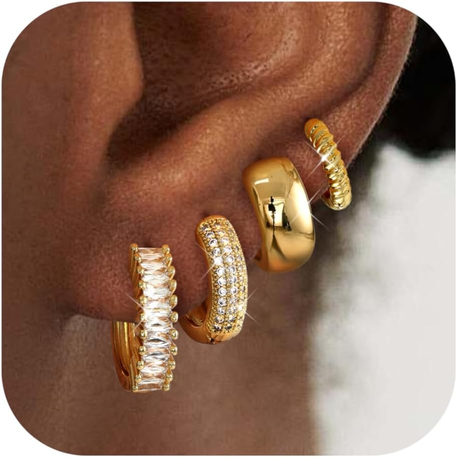 Body Jewelry Trend - ORAZIO 4 Pares de Aros Huggie