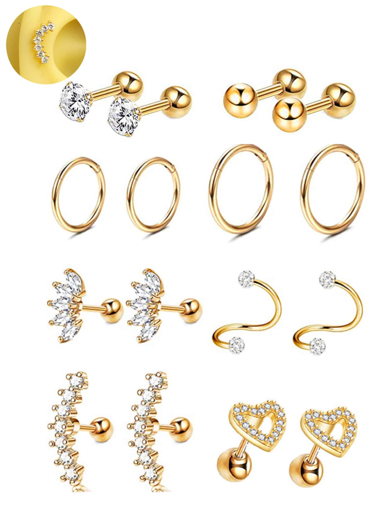 Conch Earring Hoop - SGIAWETA-16 piezas de joyería para perforaciones