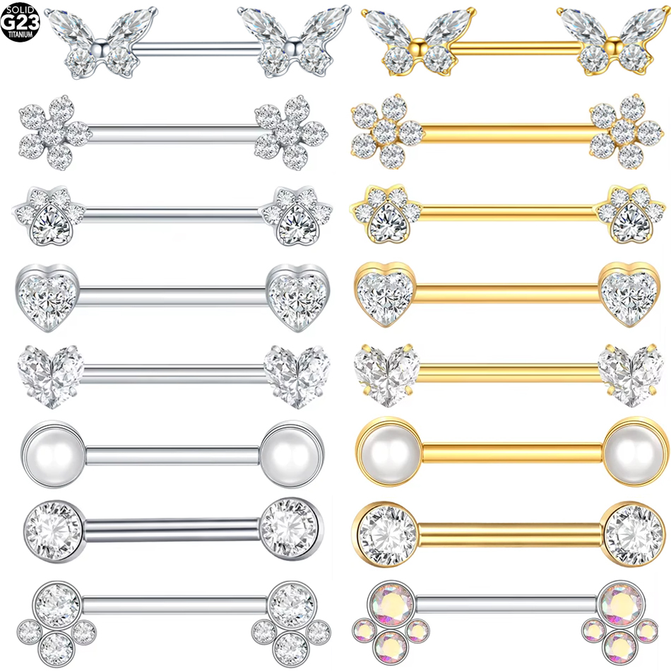 Body Jewelry Nipple Rings - 1 Pieza Piercing de Barra Recta