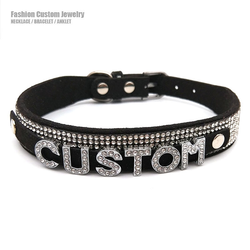 Body Jewelry Goth - Gargantilla con letras de diamantes de