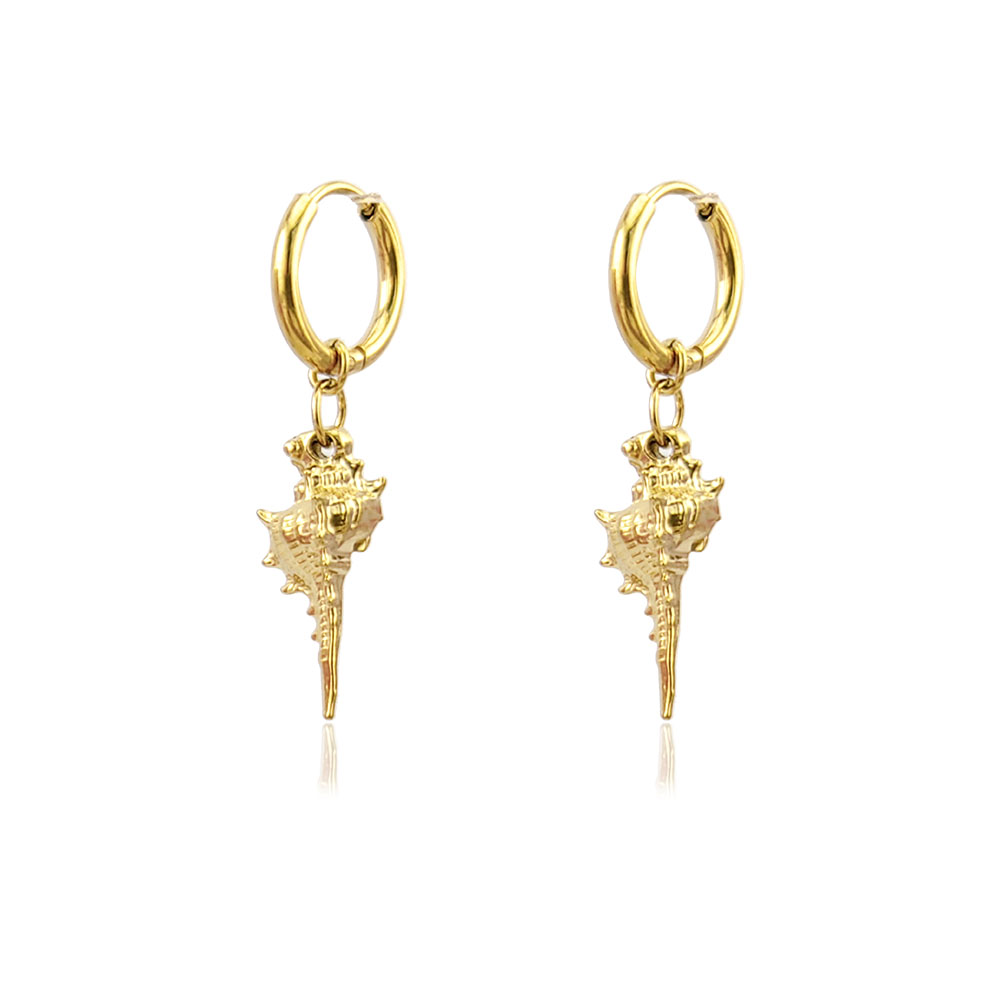Conch Earring Hoop - Pendientes HUIDANG tendencia 2025 pendientes de