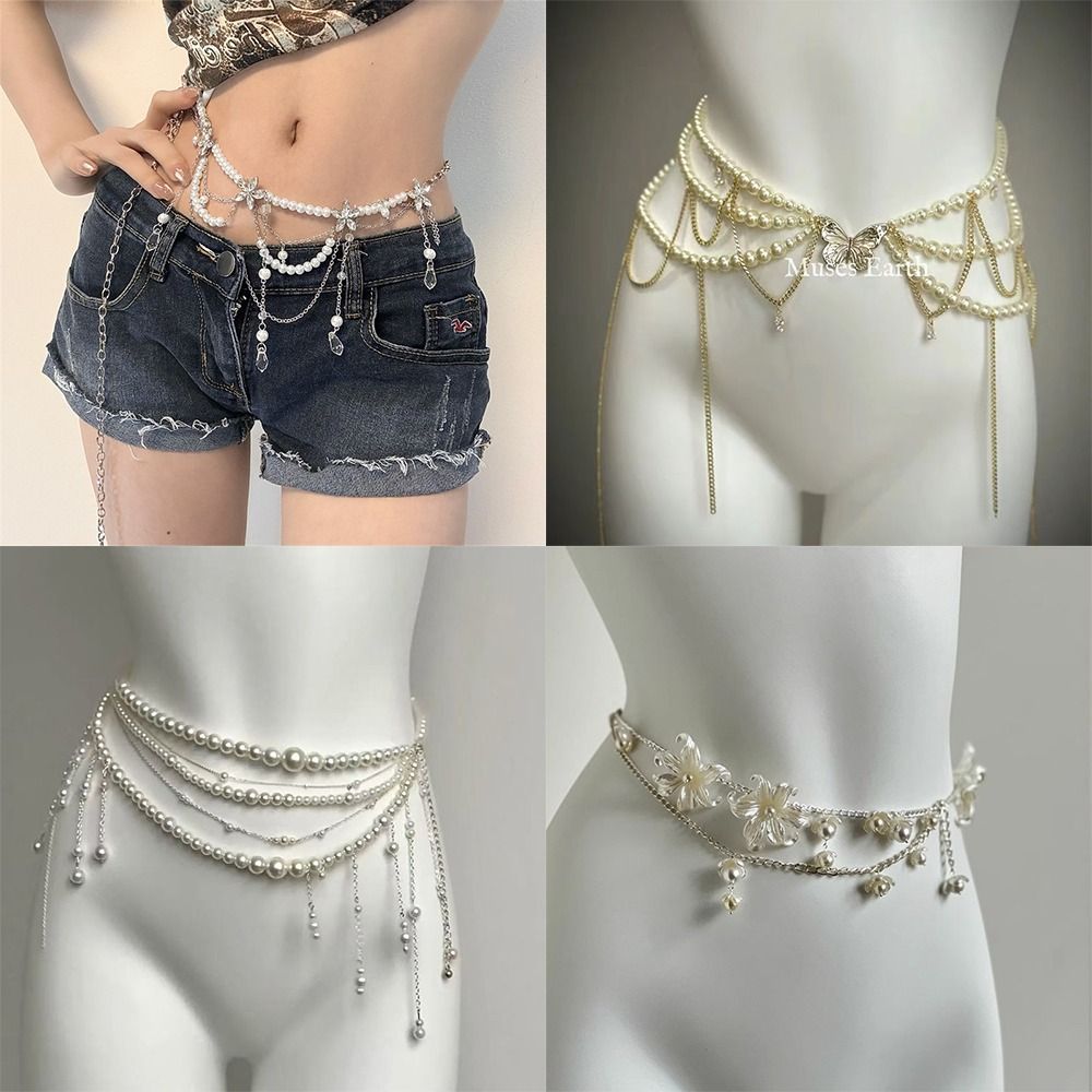 Qualiti Body Jewelry - Cadenas de cintura con perlas elegantes