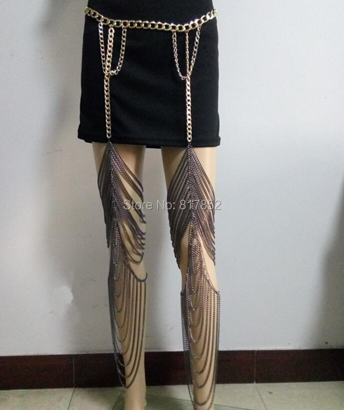 Body Jewelry Thigh Chain - WRB89-cadenas de color dorado para mujer,