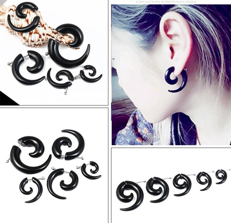 Body Jewelry Tunnels - Pendientes en espiral Tribal negros Punk