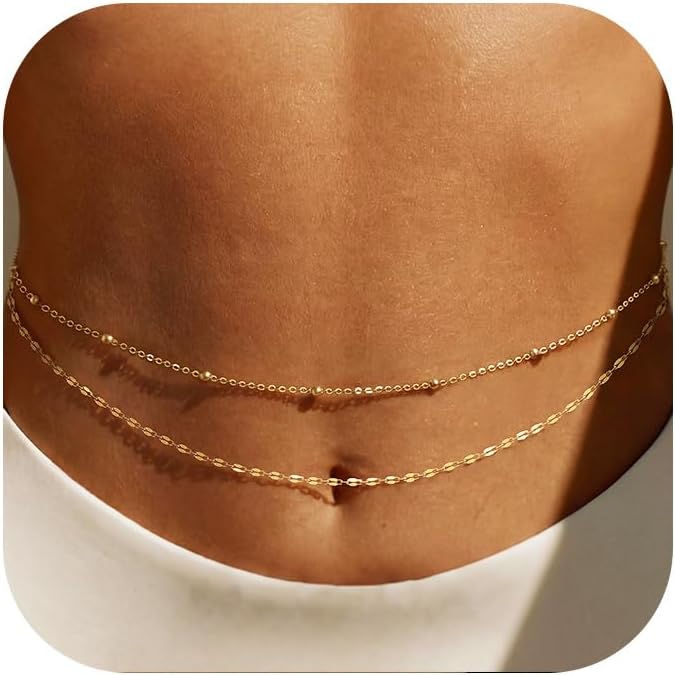 Qualiti Body Jewelry - Cadena de cintura chapada en oro