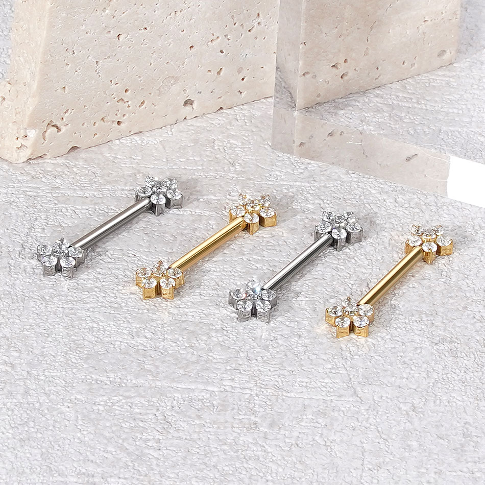 1 pieza de titanio flor pezón  - Body Jewelry Nipple Rings reseña y precio