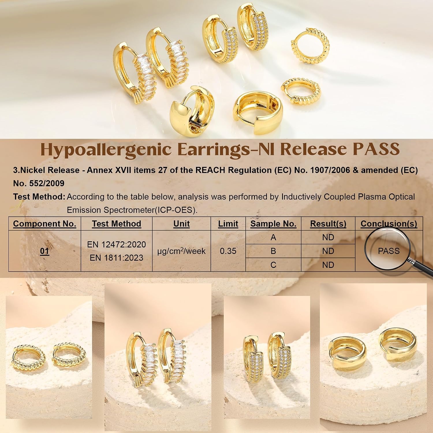 ORAZIO 4 Pares de Aros Huggie  - Body Jewelry Trend reseña y precio