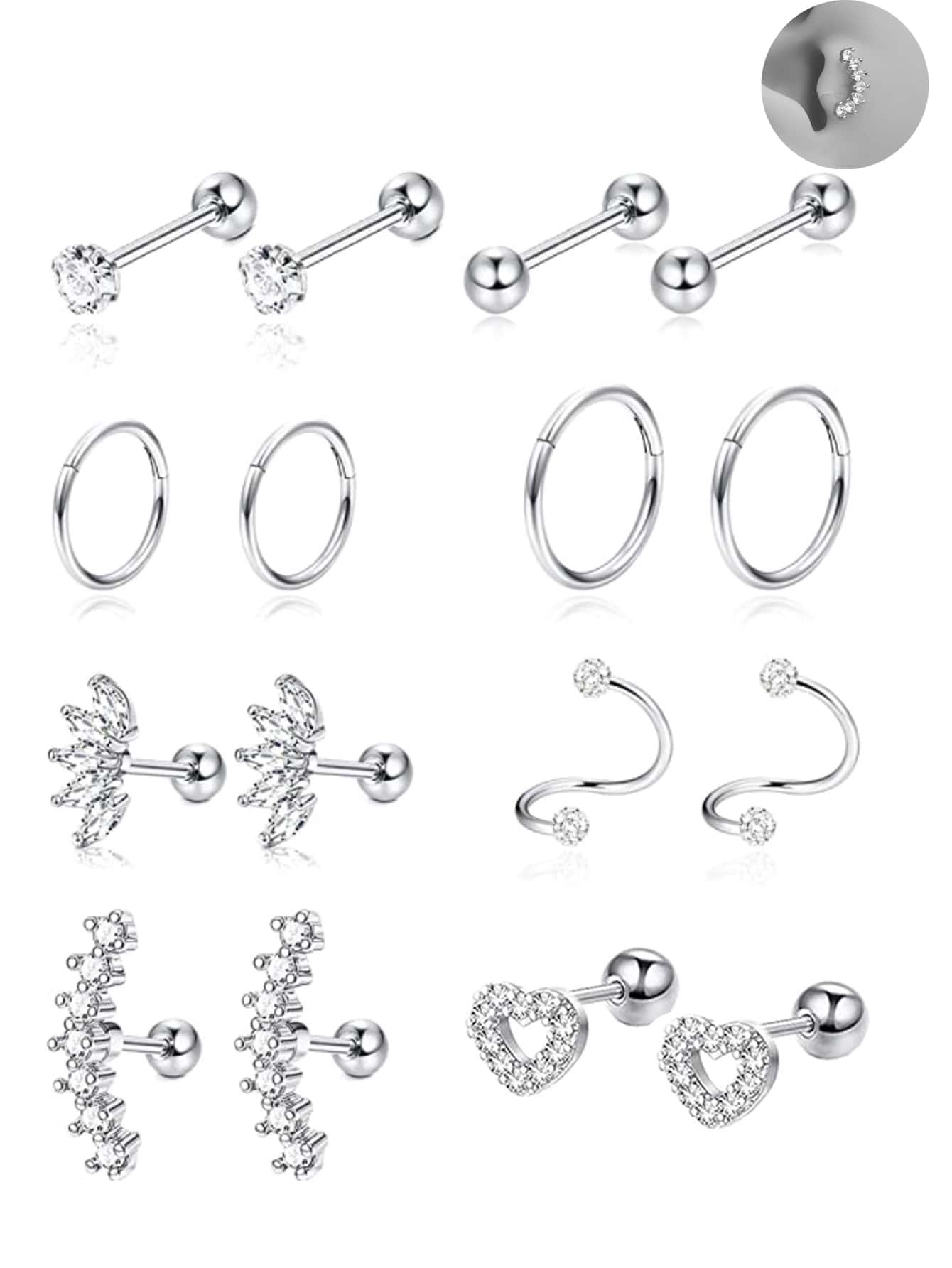 SGIAWETA-16 piezas de joyería  - Conch Earring Hoop reseña y precio