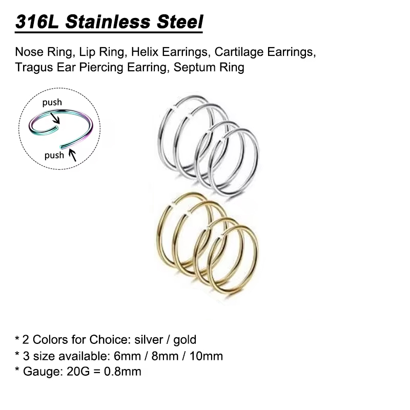 Lote de 6 Anillos Hipoalergéni - Body Jewelry Cartilage Earrings reseña y precio