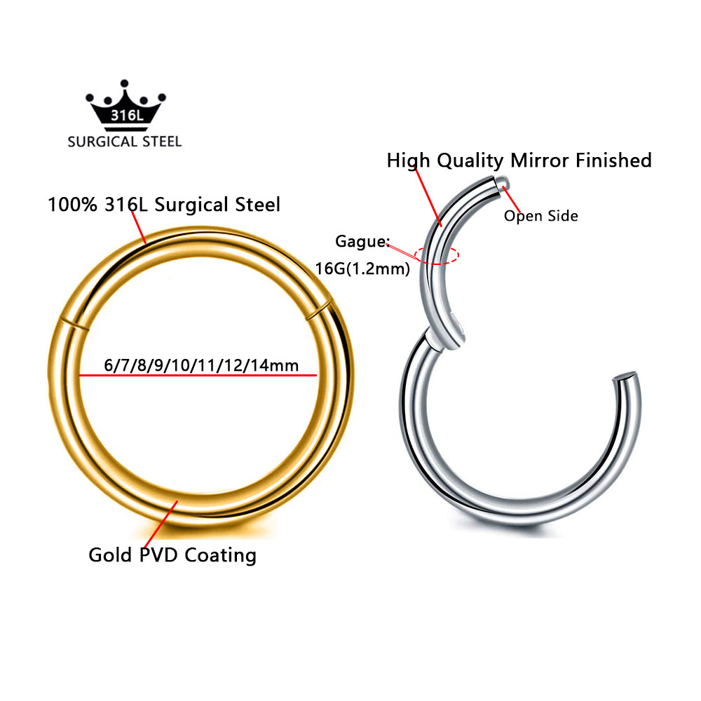 316L Acero quirúrgico Clicker  - Conch Earring Hoop reseña y precio